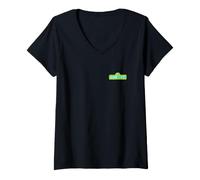 Donna Sesame Street Character Collage Front Back Maglietta con Collo a V