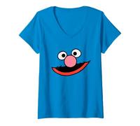 Donna Sesame Street Comic Big Face Grover Halloween Costume Maglietta con Collo a V