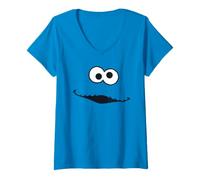 Donna Sesame Street Comic Face Cookie Monster Halloween Costume Maglietta con Collo a V