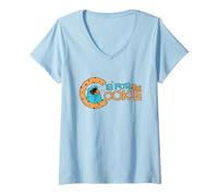 Donna Sesame Street Cookie C Is for Cookie Monster Maglietta con Collo a V