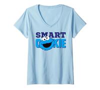 Donna Sesame Street Cookie Monster Smart College Fun Classic Team Maglietta con Collo a V