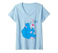 Donna Sesame Street Cookie Mostro Amore Biscotti Retro Hungry Vibes Maglietta con Collo a V