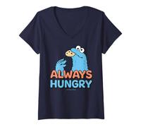 Donna Sesame Street Cookie Mostro Sempre Hungry Pose LOL Classico Maglietta con Collo a V
