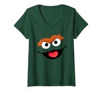 Donna Sesame Street Core Big Face Oscar Maglietta con Collo a V