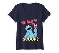 Donna Sesame Street - Cucchiaio per Gelato Estivo Classico Maglietta con Collo a V