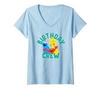 Donna Sesame Street Elmo Big Bird Cookie Monster Birthday Crew Maglietta con Collo a V