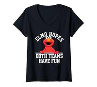 Donna Sesame Street Elmo Both Teams Have Fun Maglietta con Collo a V