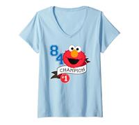 Donna Sesame Street Elmo Cuddle College Team Fun Campione Classico Maglietta con Collo a V