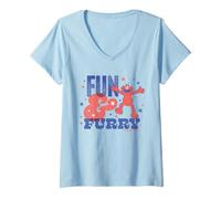 Donna Sesame Street Elmo Fun And Furry Maglietta con Collo a V