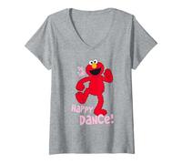 Donna Sesame Street Elmo Happy Dance Nostalgico Love Heart Style Maglietta con Collo a V