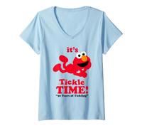 Donna Sesame Street Elmo It's Tickle Time Maglietta con Collo a V