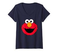 Donna Sesame Street Elmo retrò:Fumetto: Carino Viso Coccole Felice Vibes Maglietta con Collo a V