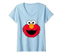 Donna Sesame Street Elmo retrò Fumetto Carino Viso Coccole Vibes Felice Maglietta con Collo a V