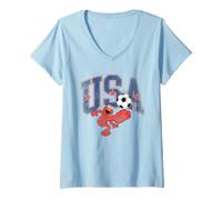 Donna Sesame Street Elmo USA Soccer Maglietta con Collo a V