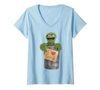Donna Sesame Street Grouch I Love Trash Hoarder Classic Collector Maglietta con Collo a V