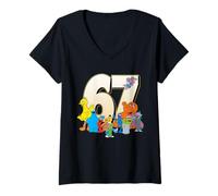 Donna Sesame Street Group 67 Icon Maglietta con Collo a V
