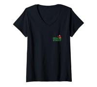Donna Sesame Street Group Sketch Character Front Back Maglietta con Collo a V