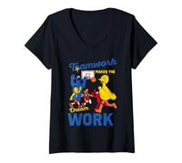 Donna Sesame Street Lavoro Sogno Lavoro Amici Basket Classico Maglietta con Collo a V