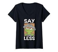 Donna Sesame Street Oscar Say Less Square Maglietta con Collo a V