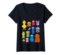 Donna Sesame Street Pixel Gang Maglietta con Collo a V