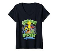 Donna Sesame Street Since 1969 Rough Maglietta con Collo a V