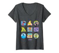 Donna Sesame Street Street Beats Character Squares Maglietta con Collo a V
