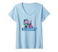Donna Sesame Street The Count Simple Graffiti Tag Maglietta con Collo a V