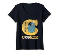 Donna Sesame Street Vintage Heart C Is for Cookie Monster Maglietta con Collo a V