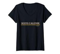 Donna Sesto Calende Italia Maglietta con Collo a V
