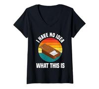 Donna Set Domino retrò con Scritta I Have No Idea What This Is Retro Domino in Scatola di Legno Maglietta con Collo a V