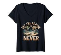 Donna Set The Alarm To Never Sleep Lover Nap - Maglietta con Collo a V