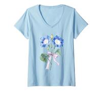 Donna Settembre Nascita Fiore Mattina Gloria Acquerello Maglietta con Collo a V