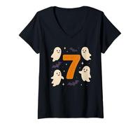 Donna Seven Meme Number 7 Cute Ghosts Costume di Halloween Maglietta con Collo a V