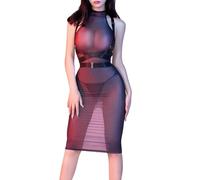 Donna Sexy Bodystocking Dress Vestito Lingerie Senza Maniche Halterneck Nylon Full Body Stocking Collant Regolabile Collo Strap