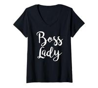 Donna Sexy Boss Lady Cute T-shirt Maglietta con Collo a V