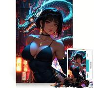 Donna sexy con drago, puzzle da 1000 pezzi per adolescenti, sfida per la mente, attività per la casa, design chiaro e affettuoso, regalo 50x75cm