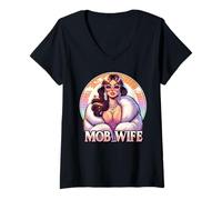 Donna Sexy Mob Mob Wife Estetica Maglietta con Collo a V