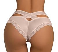 Donna Sexy Perizoma Slip G-String Thong Traspirante Taglie Forti con Ritaglio Bikini in Pizzo Motivo Floreale Taglia Hipster Mutandine Underwear Multi Pack