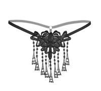 Donna Sexy Tasse Perla Massaggio Thong Farfalla Tredimensionale Ricamo G String Brief