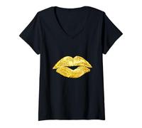 Donna Sexy Women Graphic Lips, Women Illustration Graphic Lips Maglietta con Collo a V