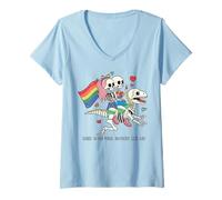 Donna Shade Never Made Anyone Less Gay Pride Dinosauro Scheletro Maglietta con Collo a V
