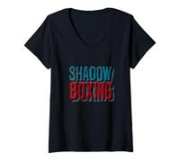 Donna Shadow Boxing Look per Gli Amanti del discorso Sportivo Maglietta con Collo a V
