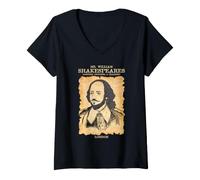 Donna Shakespeare First Folio Letteratura Bard Theatre Classic Maglietta con Collo a V