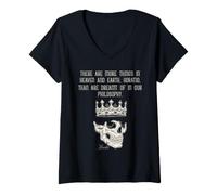 Donna Shakespeare Hamlet Horatio Citazione Philosophy Skull Maglietta con Collo a V
