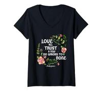 Donna Shakespeare Love all Trust A Few Quote Do Wrong To Nessuno Maglietta con Collo a V