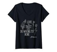 Donna Shakespeare Love all Trust A Few Quote Do Wrong To Nessuno Maglietta con Collo a V