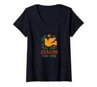 Donna Shalom Colomba Pace Festività ebraiche Pasqua di Hashanah Maglietta con Collo a V