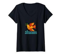 Donna Shalom Colomba Pace Festività ebraiche Pasqua di Hashanah Maglietta con Collo a V