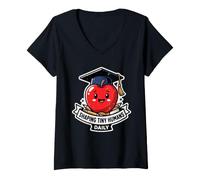 Donna Shaping Tiny Humans, Divertente Insegnante della Apple School Grade Maglietta con Collo a V