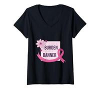 Donna She Carries Burden We Carry The Banner Supporto Nastro Rosa Maglietta con Collo a V